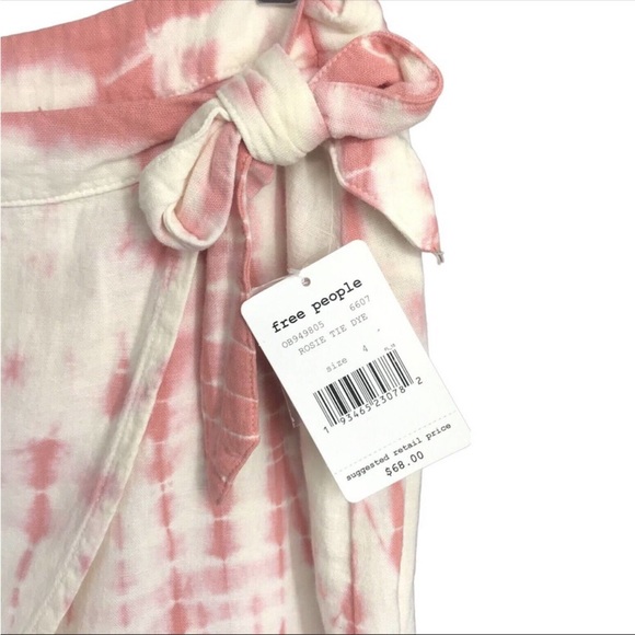 NWT Free People Anne Reed Rosie Tie Dye Wrap Mini Skirt. Pink. Size 4 - Picture 7 of 11
